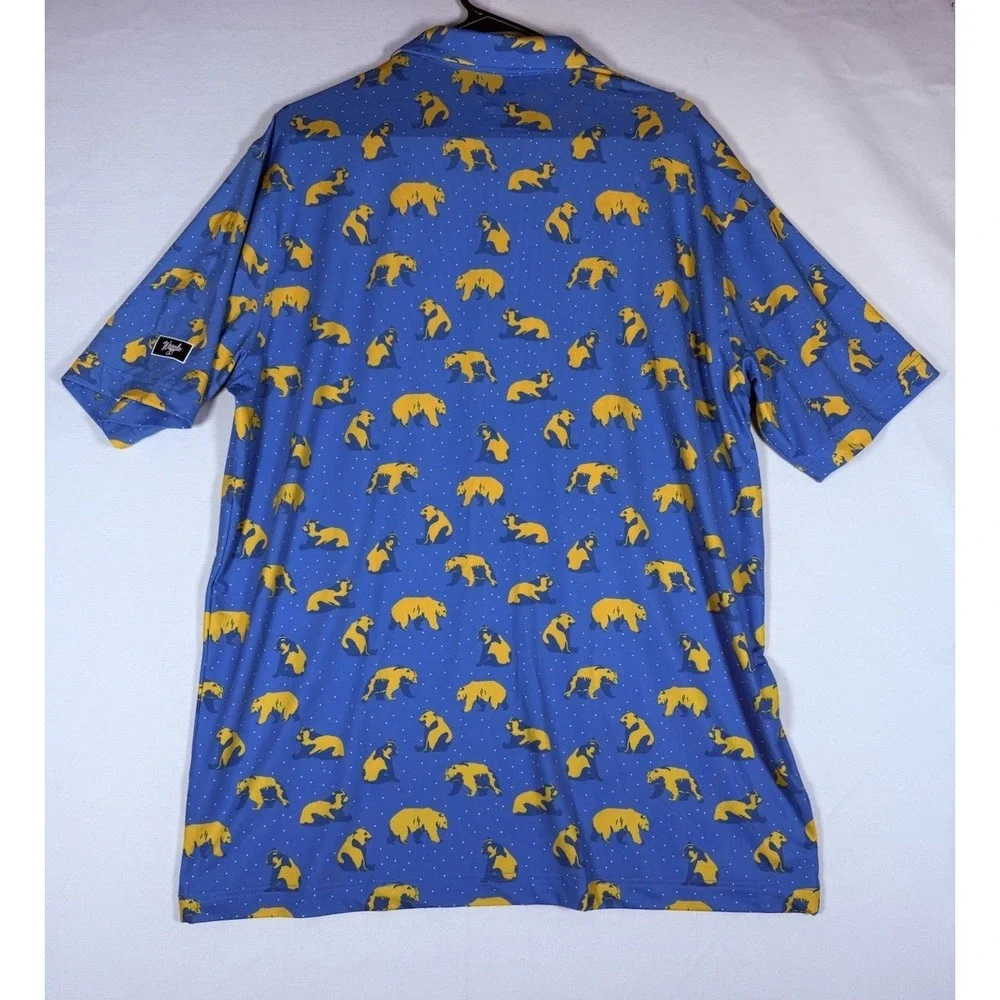 NWT Waggle Golf Polo Shirt You're Golden Bears AOP Mens XL Short Sleeve Blue $55 - Picture 2 of 6